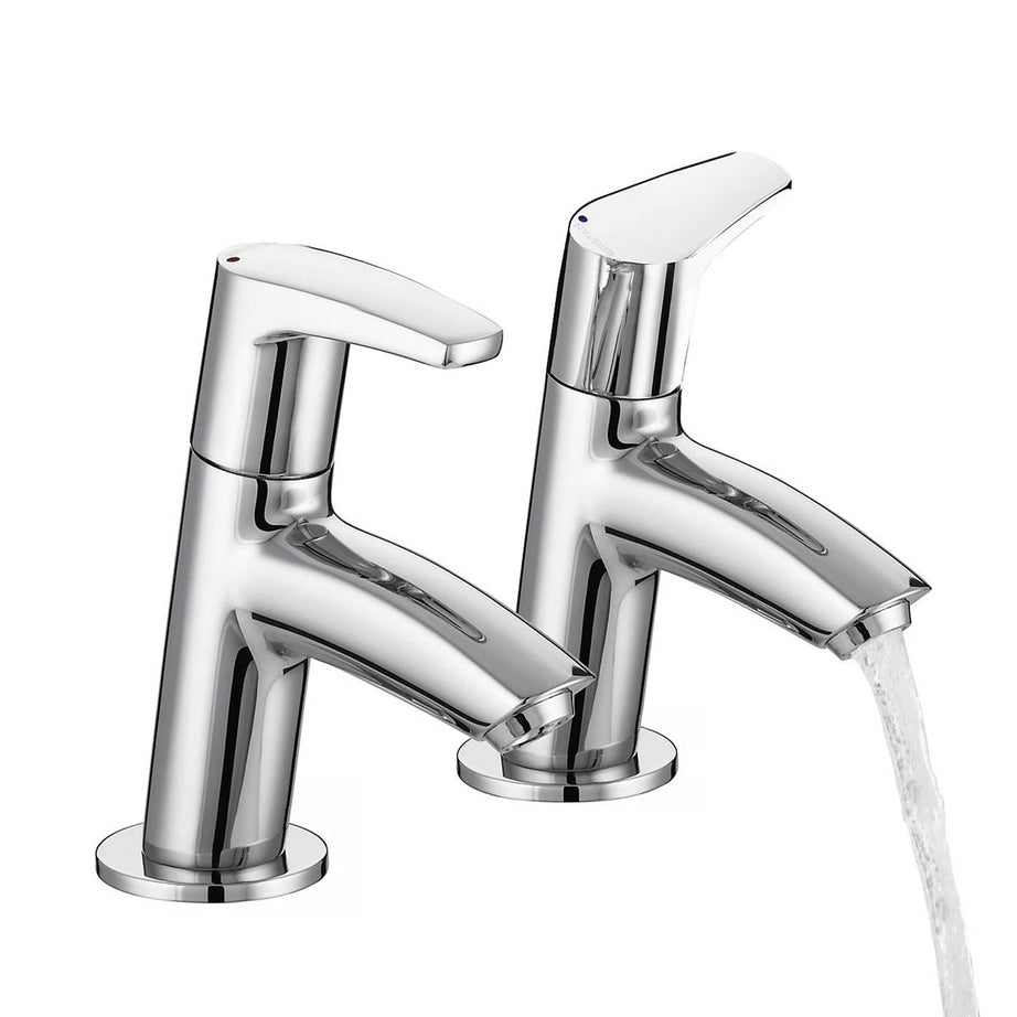 Bristan Bathroom Basin Pillar Tap Chrome 1/4 Turn Ceramic Disc Hot Cold Pair - Image 2
