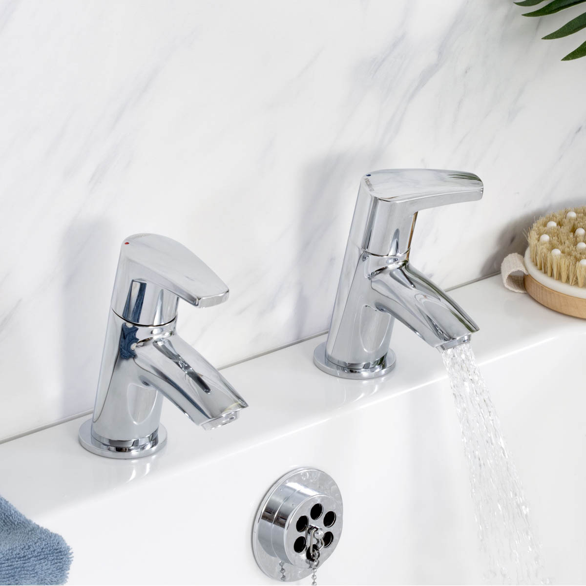 Bristan Bath Filler Pillar Taps Chrome Lever ¼ Turn Bathroom Cold Hot Pair - Image 4