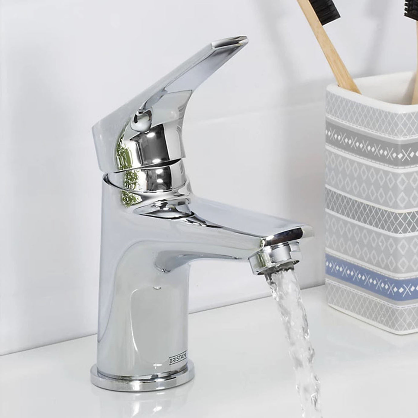 Bristan Basin Tap Mixer Chrome Single Lever Clicker Waste Ceramic Cartridge - Image 1