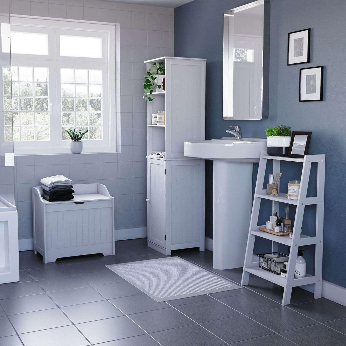 Lassic Hayle Tall Matt White Single Wall-mounted Bathroom Cabinet (H)160cm (W)40cm - Image 4