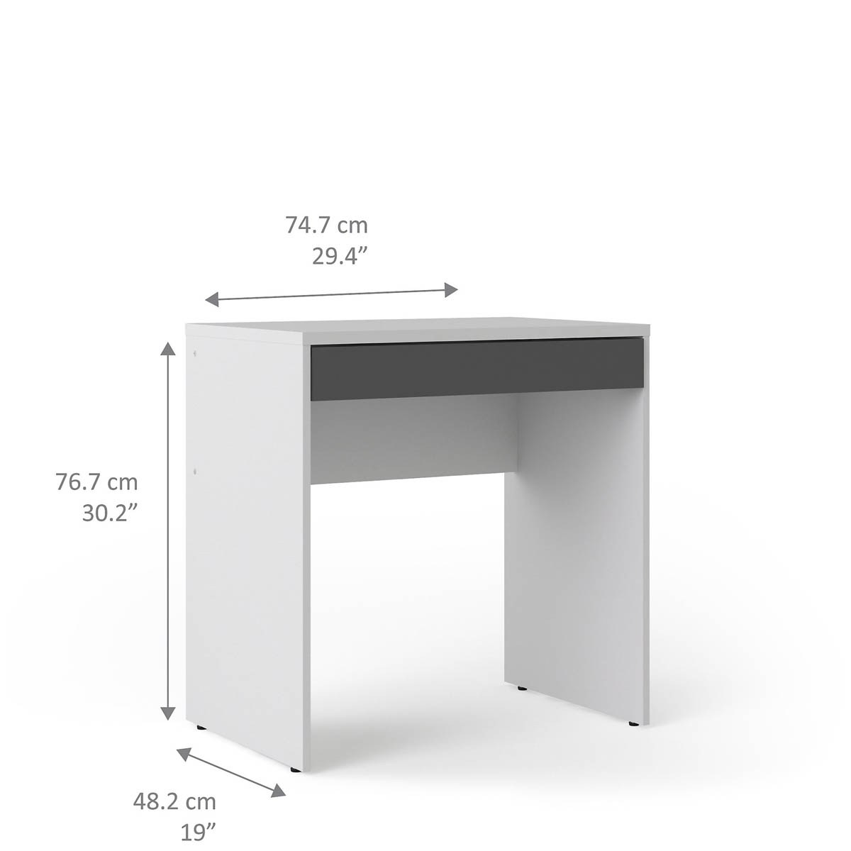 Tvilum Desk Home Office Grey 1 Drawer Compact Workstation (H)765 (W)747 (D)482mm - Image 3