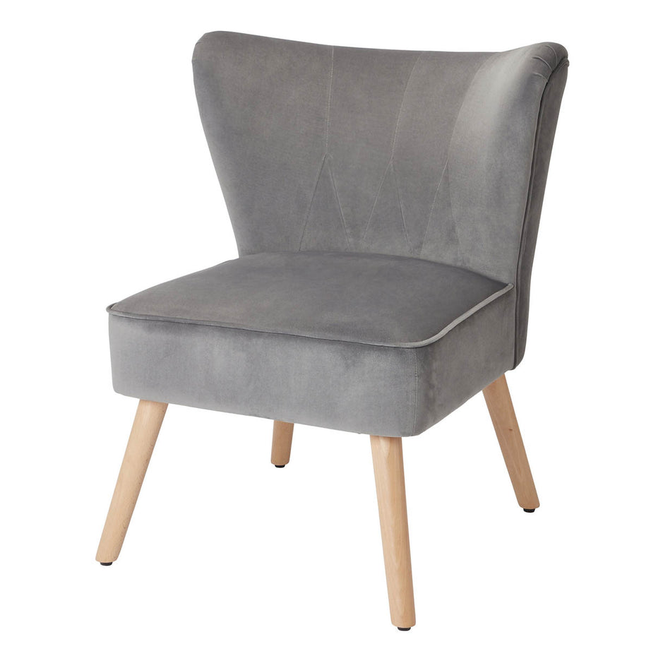 Zorita Occasional Chair Grey Velvet Effect Anti Slip (H)830mm (W)650mm (D)715mm - Image 1