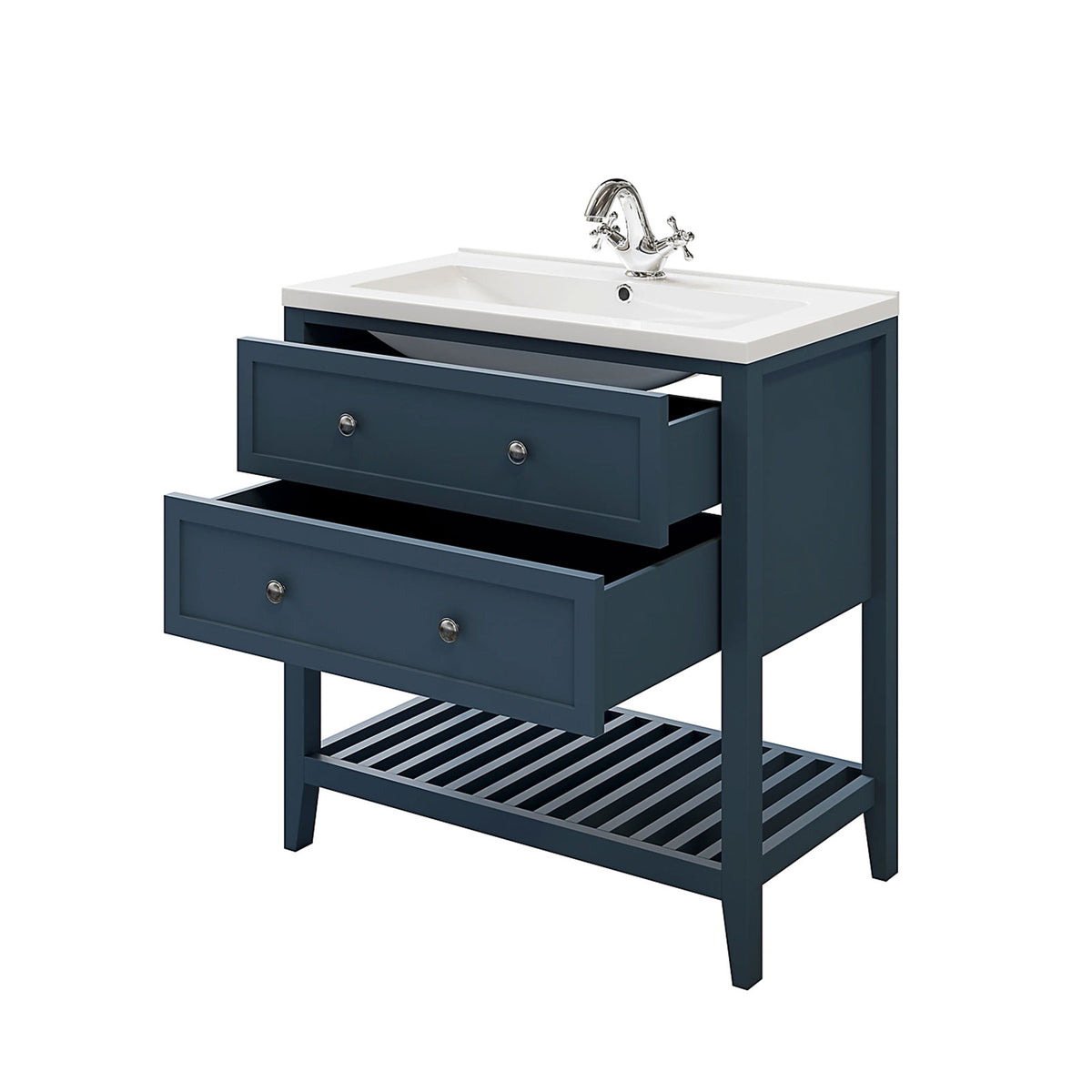 GoodHome Bathroom Vanity Unit Perma Blue Freestanding 800mm Satin - Image 8