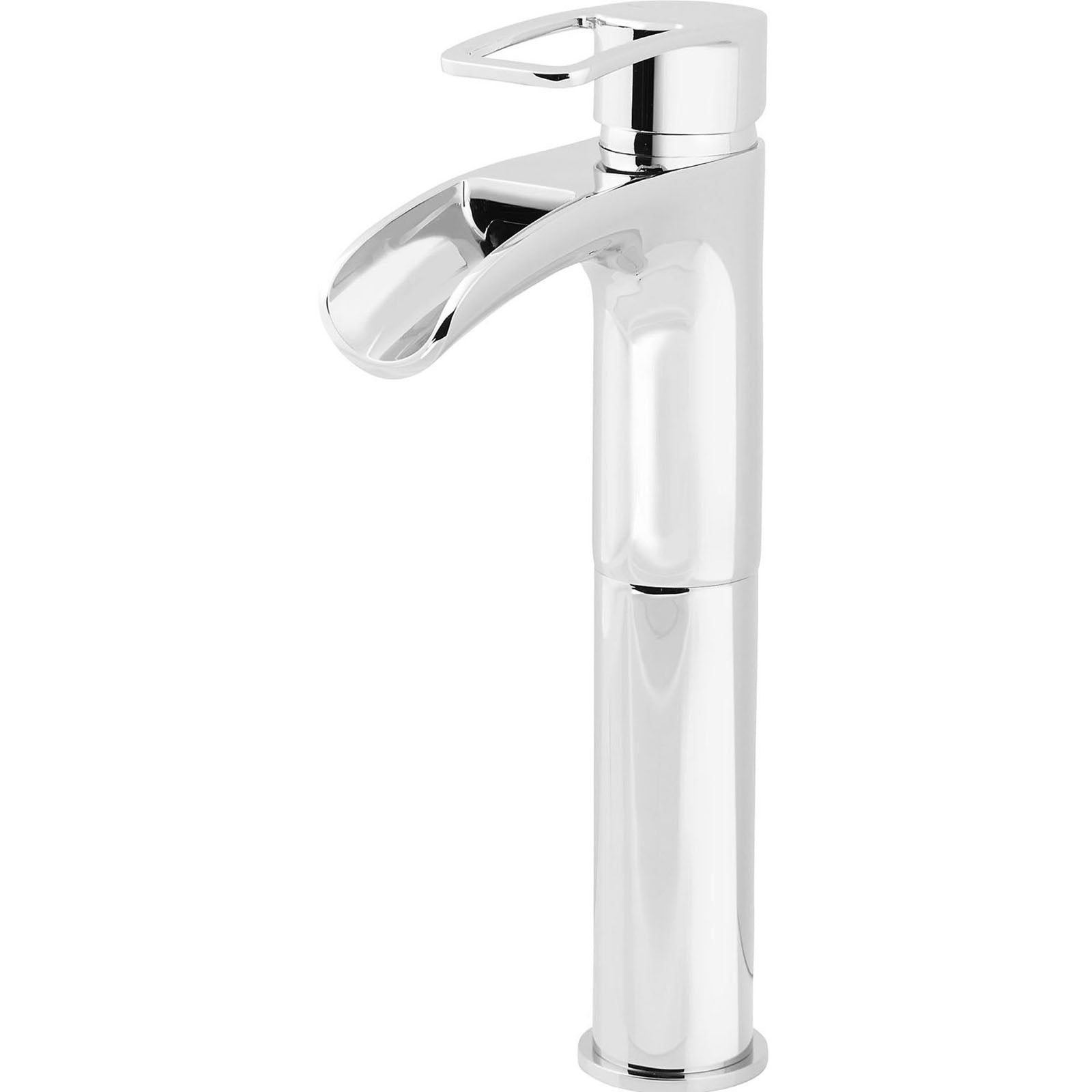Bathroom Basin Tap Mono Mixer Chrome Single Lever Tall Waterfall Waste Faucet - Image 1