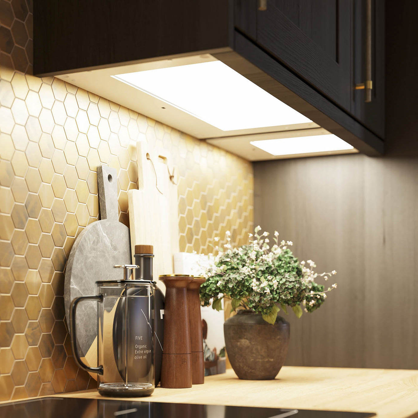Under Cabinet Light Integrated LED Cool Warm White Mains Powered L319 x W364mm - Image 1