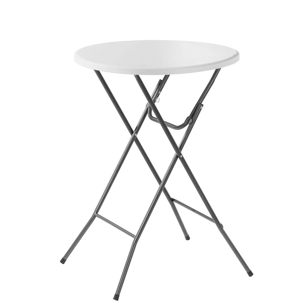 Garden Table Round White Foldable Outdoor Weather Resistant (H)110 x (W)79cm - Image 1