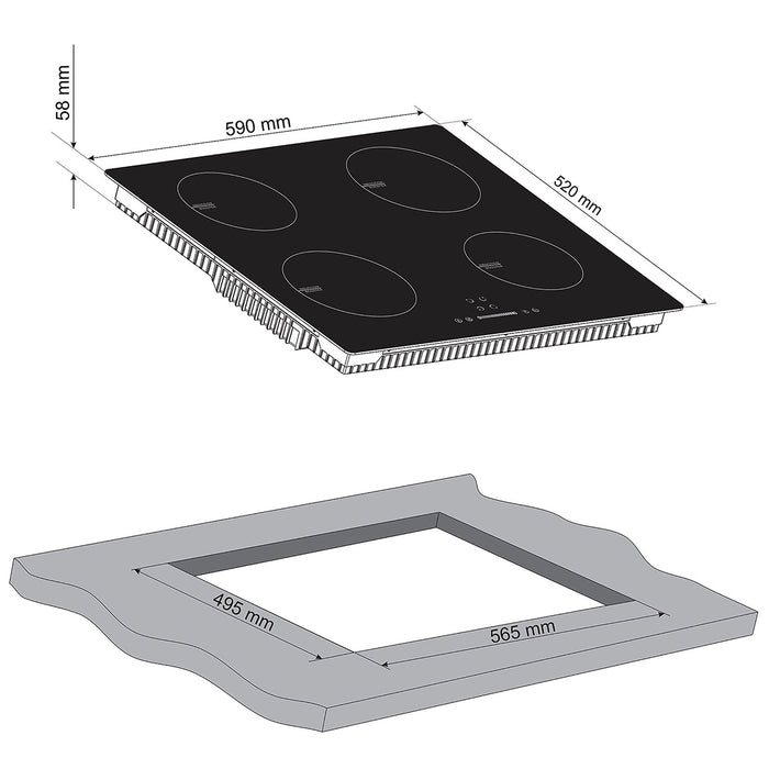 Cooke & Lewis Induction Hob CLIND60ERF 4 Zone Black Glass W590mm Auto Ignition - Image 4