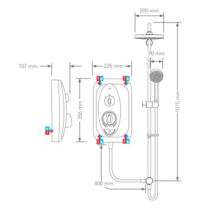 Mira Sprint dual Matt White Chrome effect Electric Shower, 9.5kW - Image 2