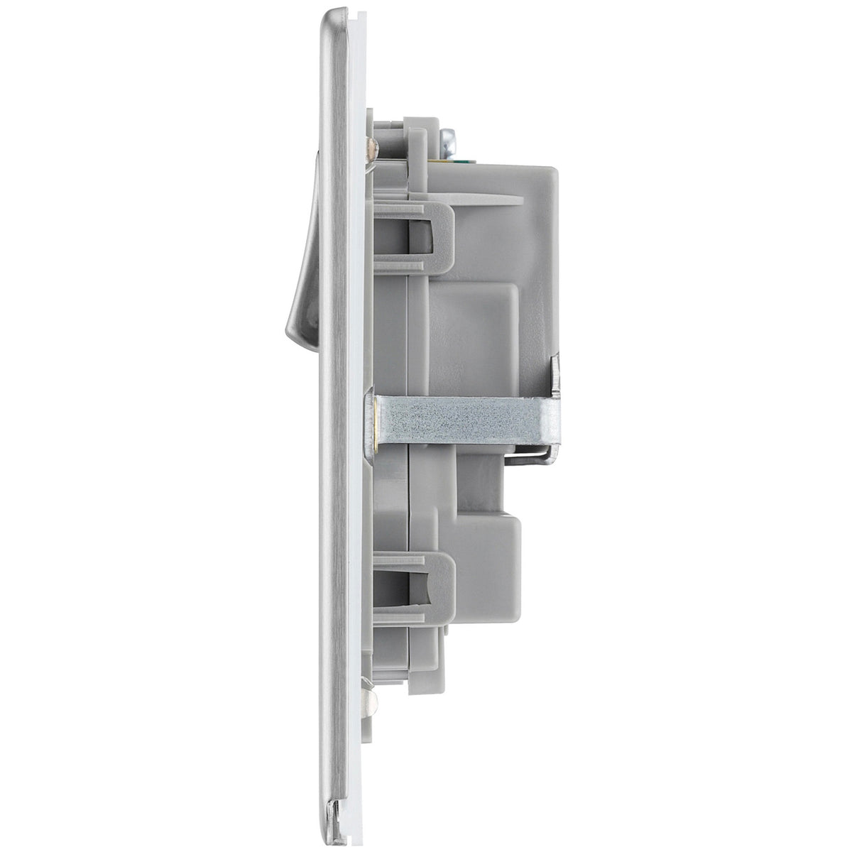 GoodHome Socket Double Switched Grey Inserts Brushed Steel 13A Pack of 5 - Image 3
