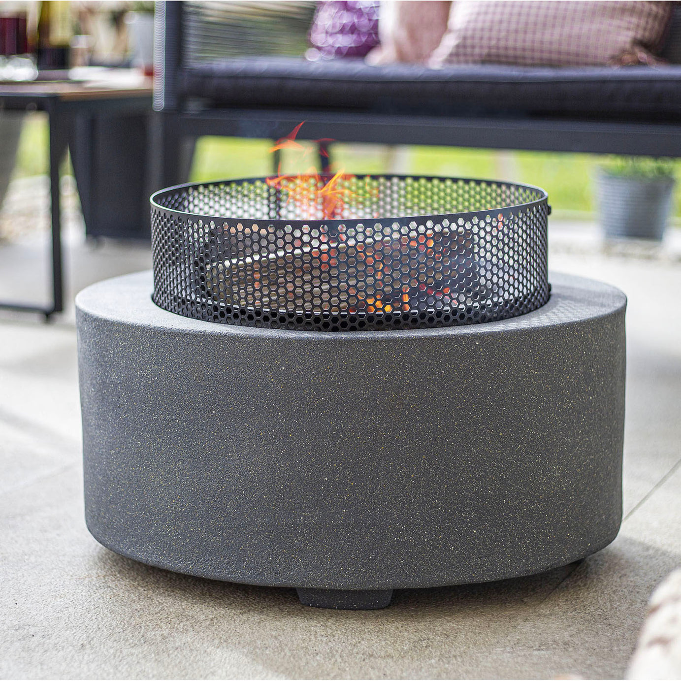 La Hacienda Firepit Wood Log Burner Outdoor Heater Oval Steel Grey 500 x 400mm - Image 1