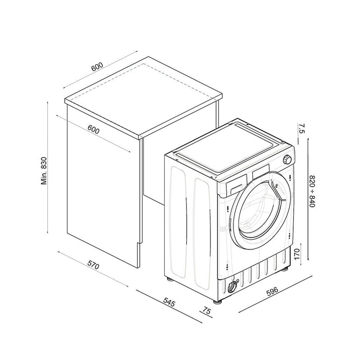 Candy Washing Machine Built In CBW 48D1XE 80 White 1500rpm Child Lock 8kg - Image 3