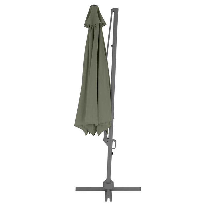 Garden Parasol Overhanging Aluminium Khaki Green Adjustable Round 2.55m - Image 2