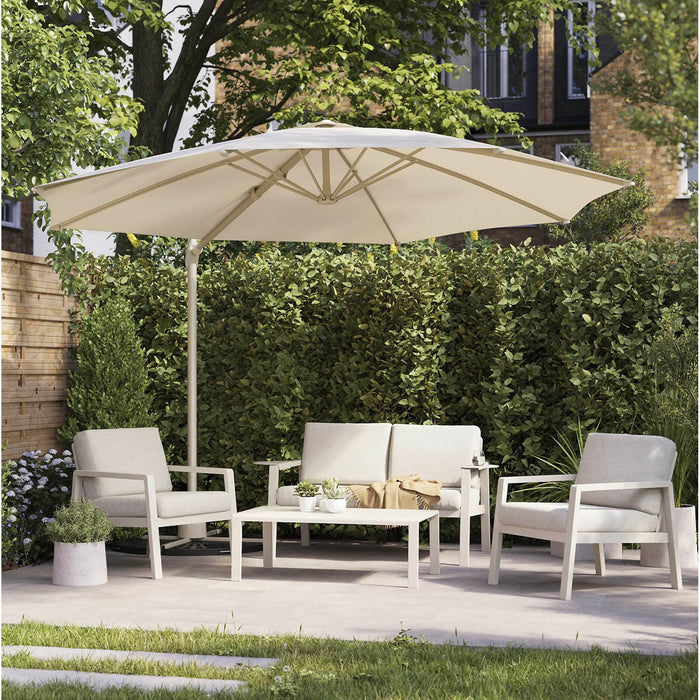 Garden Parasol Umbrella Overhanging Sand Beige Adjustable Round Modern 2.55m - Image 6