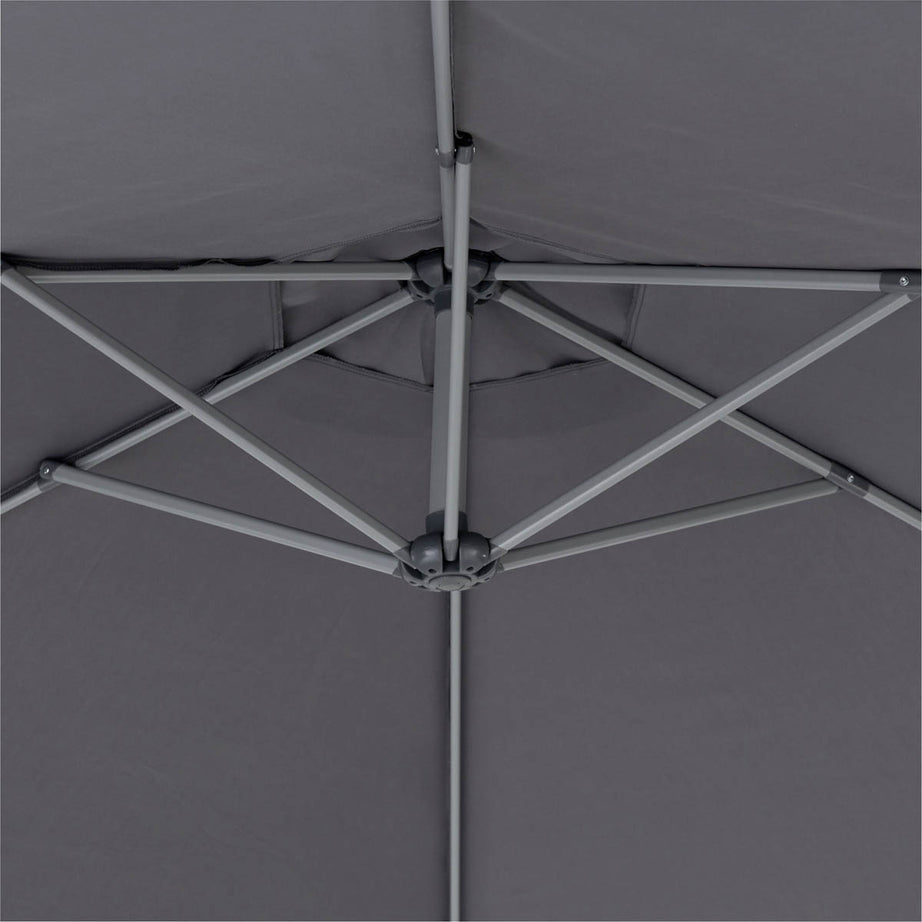 Garden Parasol Steel Grey Overhanging Outdoor Umbrella Sun Shade Canopy 2.98m - Image 3