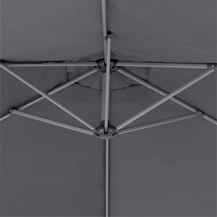 Garden Parasol Steel Grey Overhanging Outdoor Umbrella Sun Shade Canopy 2.98m - Image 4