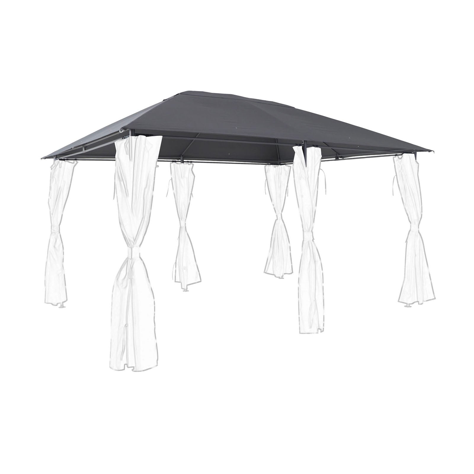 GoodHome Gazebo Roof Cover Replacement Curtain Grey Water Repellent Durable 4x3M - Image 2