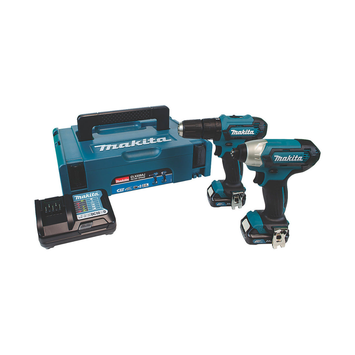 Makita Combi Drill & Impact Driver Twin Pack CLX228AJ 12V 2.0AH Li-Ion Cordless - Image 2