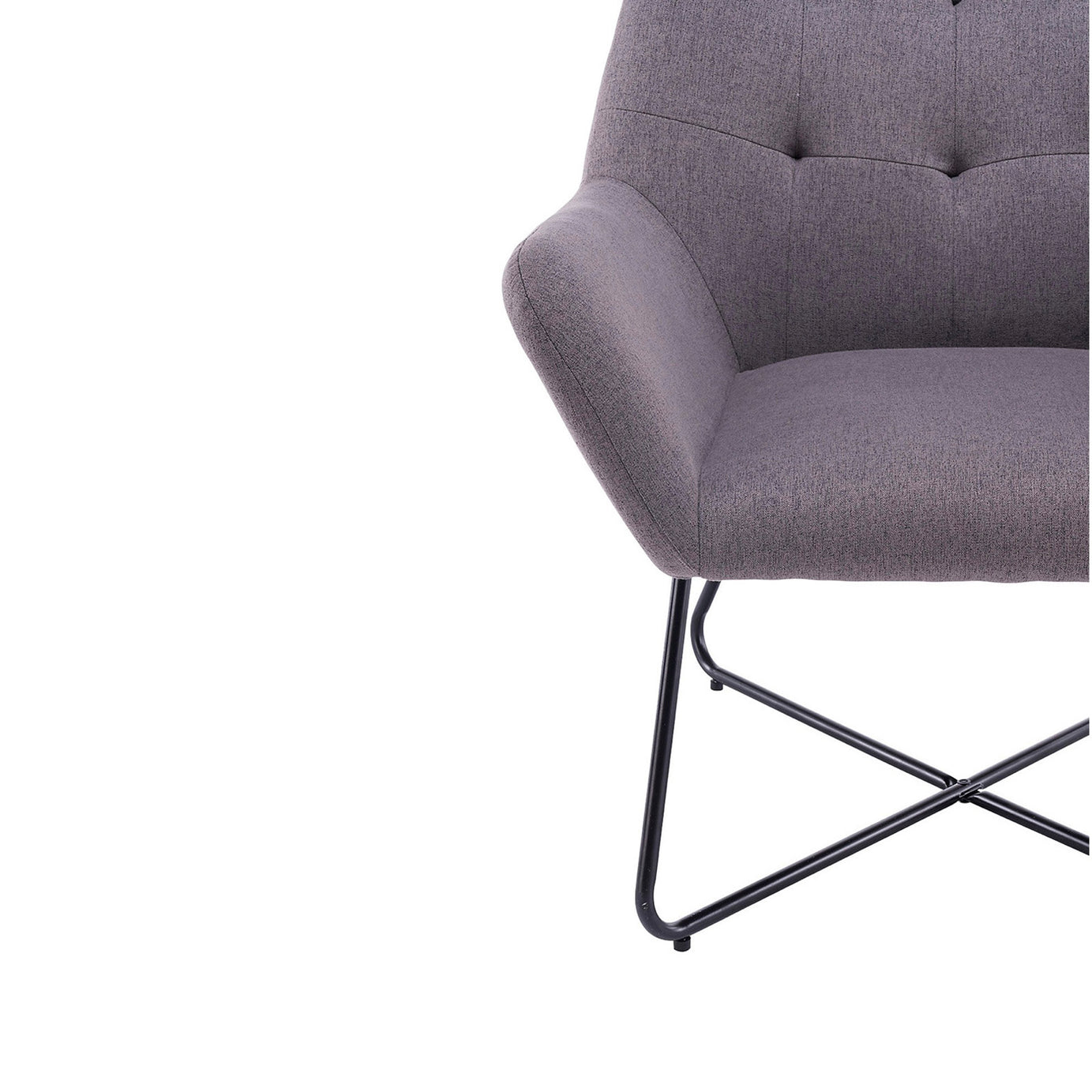 Turio Stone Grey Linen Effect Chair With Black Metal Legs H865mm W750mm D800mm - Image 2