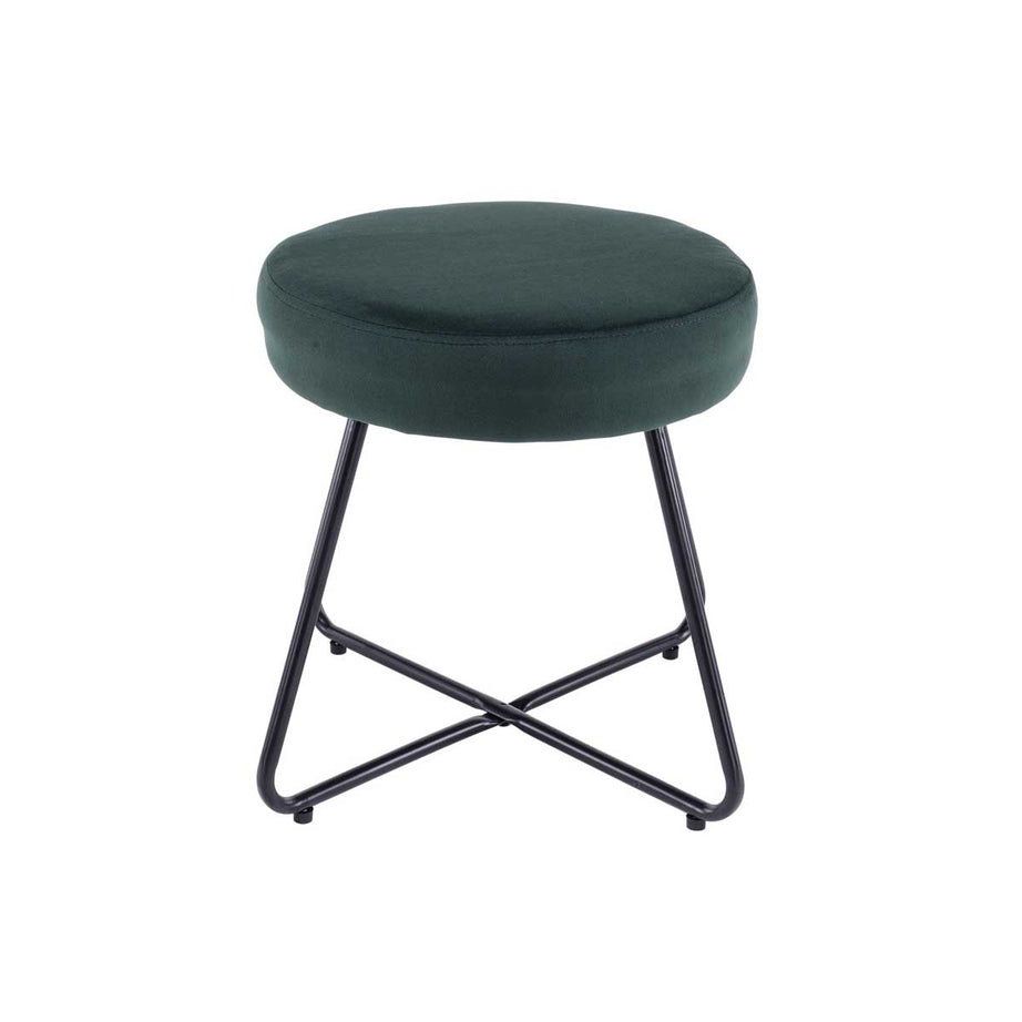 Padded Stool Chair Dressing Table Round Green Velvet Effect Foam Comfort Modern - Image 1