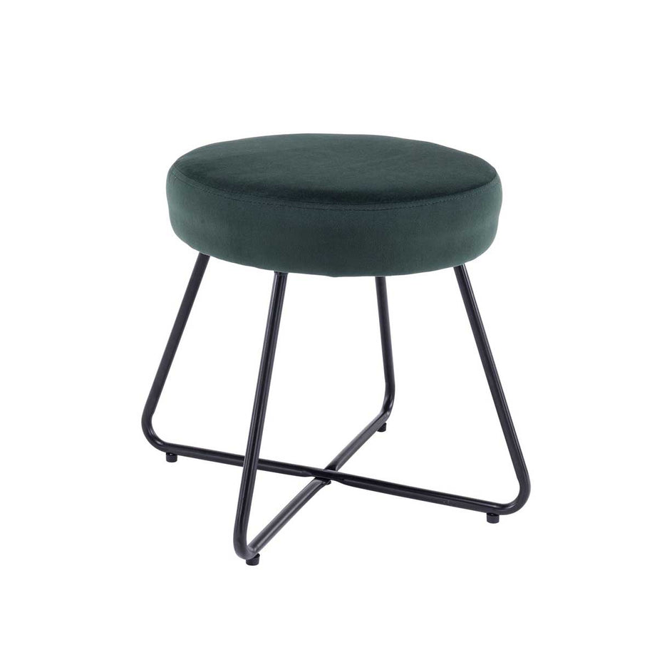 Padded Stool Chair Dressing Table Round Green Velvet Effect Foam Comfort Modern - Image 2