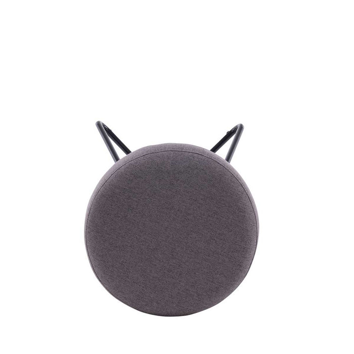 Foot Stool Padded Grey Round Linen Effect Soft Foam Seat Comfort Modern - Image 3