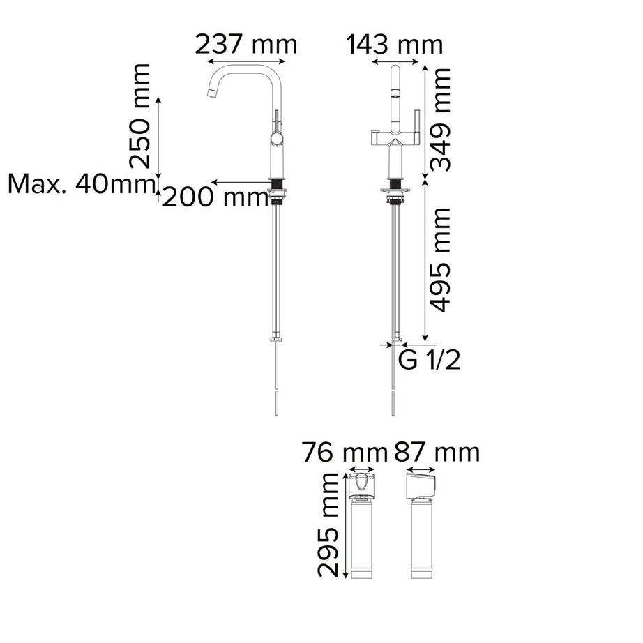 Filter Kitchen Tap Mixer Chrome Single Lever Ceramic Cartridge Modern Faucet - Image 6