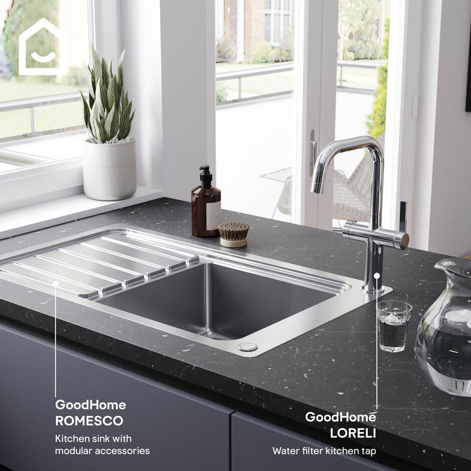 Filter Kitchen Tap Mixer Chrome Single Lever Ceramic Cartridge Modern Faucet - Image 8