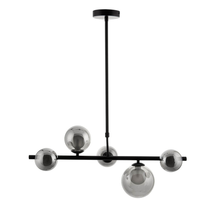 Pendant Ceiling Light Black 5 Way Multi Arm Globe Glass Shades (Dia)250mm - Image 2