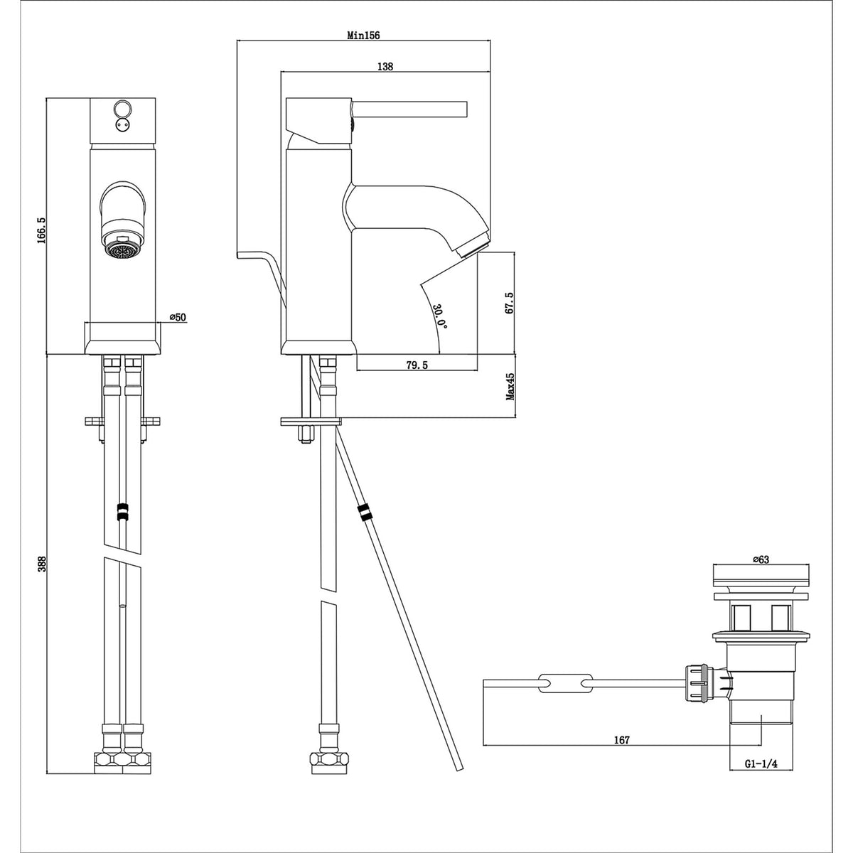 Bathroom Basin Tap Mono Mixer Hoffell Chrome Brass Single Lever Modern Faucet - Image 4