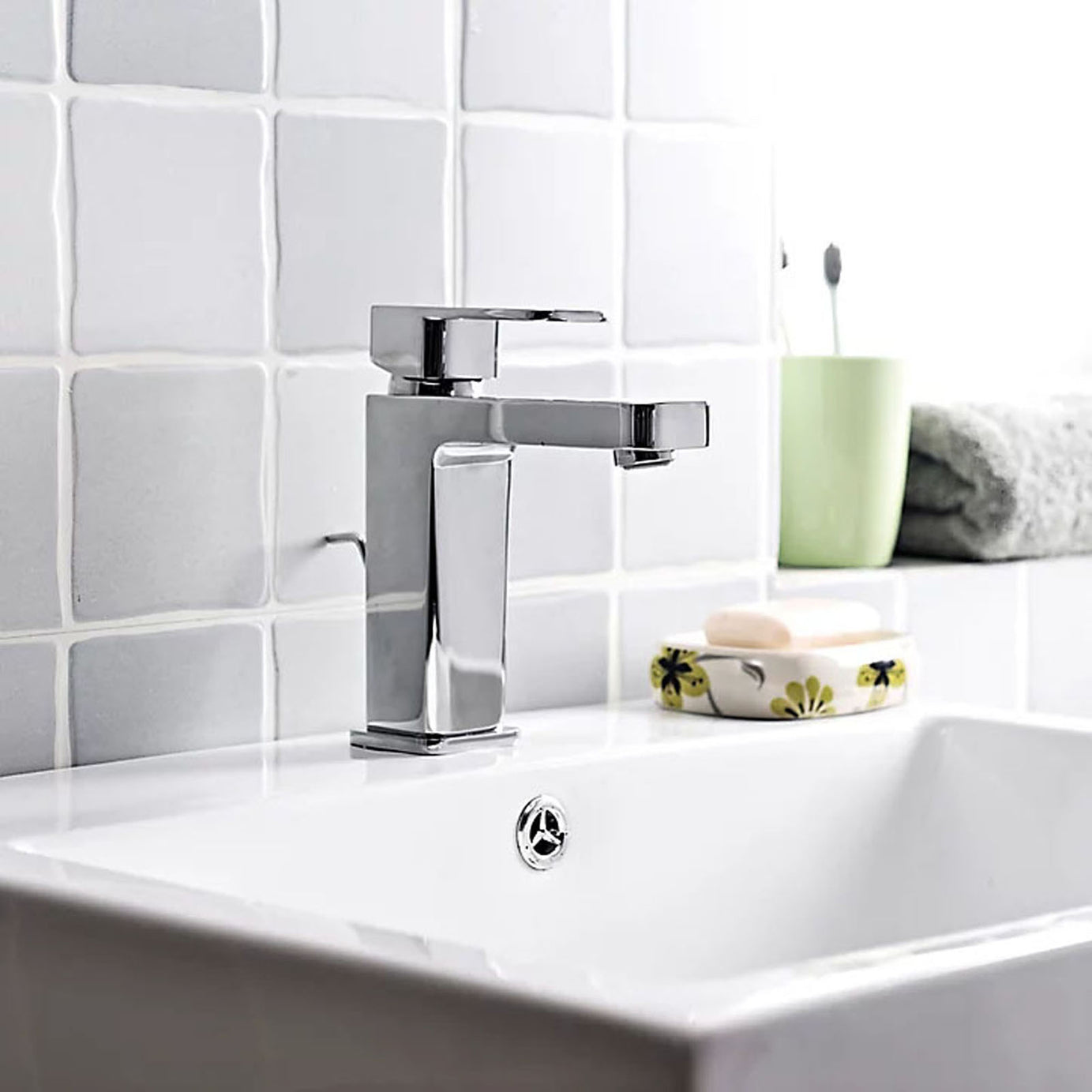 Bathroom Basin Tap Mono Mixer Chrome Single Lever Full Turn Brass Modern - Image 4