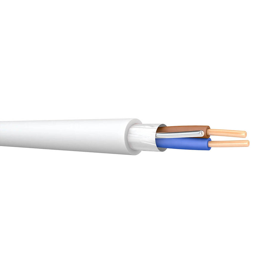 Prysmian Cable FP200 White 2 Core 2.5mm² Fire Resistant Aluminium Screen 50m - Image 1