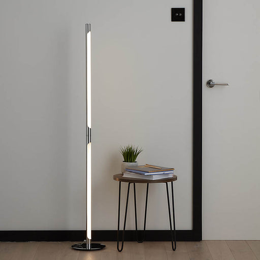 Floor Lamp LED Warm White Slim Chrome Effect Modern Dimmable 1900lm (H)1.36m - Image 1