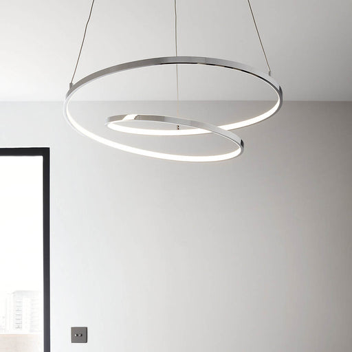 Pendant Ceiling Light Chrome Effect Dimmable Warm White Adjustable (Dia)580mm - Image 1