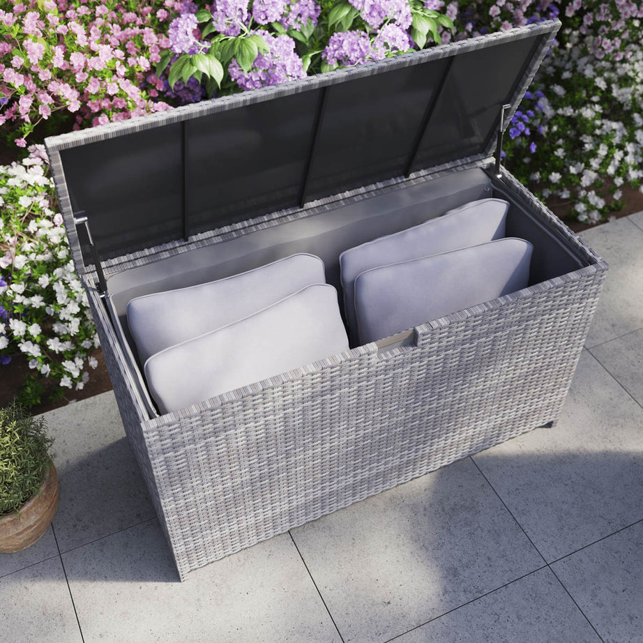 Garden Storage Box Grey Rattan Effect Water Resistant (W) 125cm x (D) 55cm - Image 4