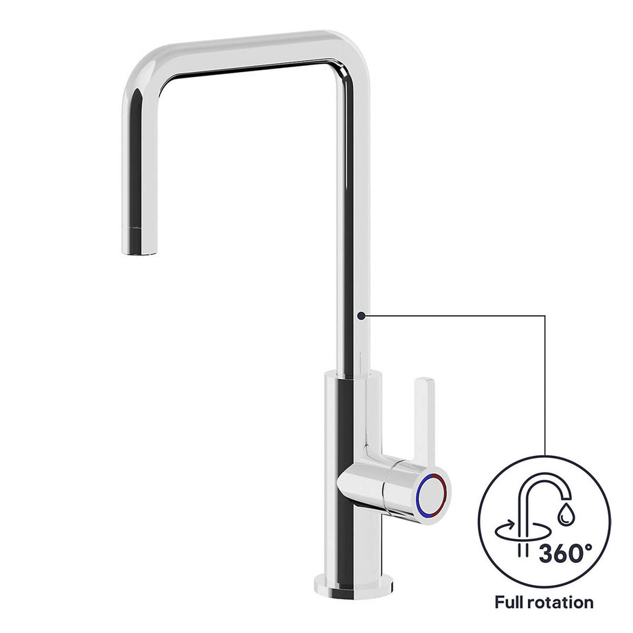 Kitchen Tap Mixer Chrome Side Single Lever Swivel Spout Contemporary Faucet - Image 8