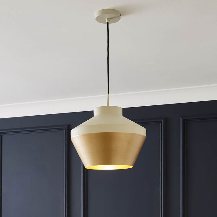 Pendant Ceiling Light LED Metal Matt Ivory Brass Effect Modern (Dia)320mm - Image 4