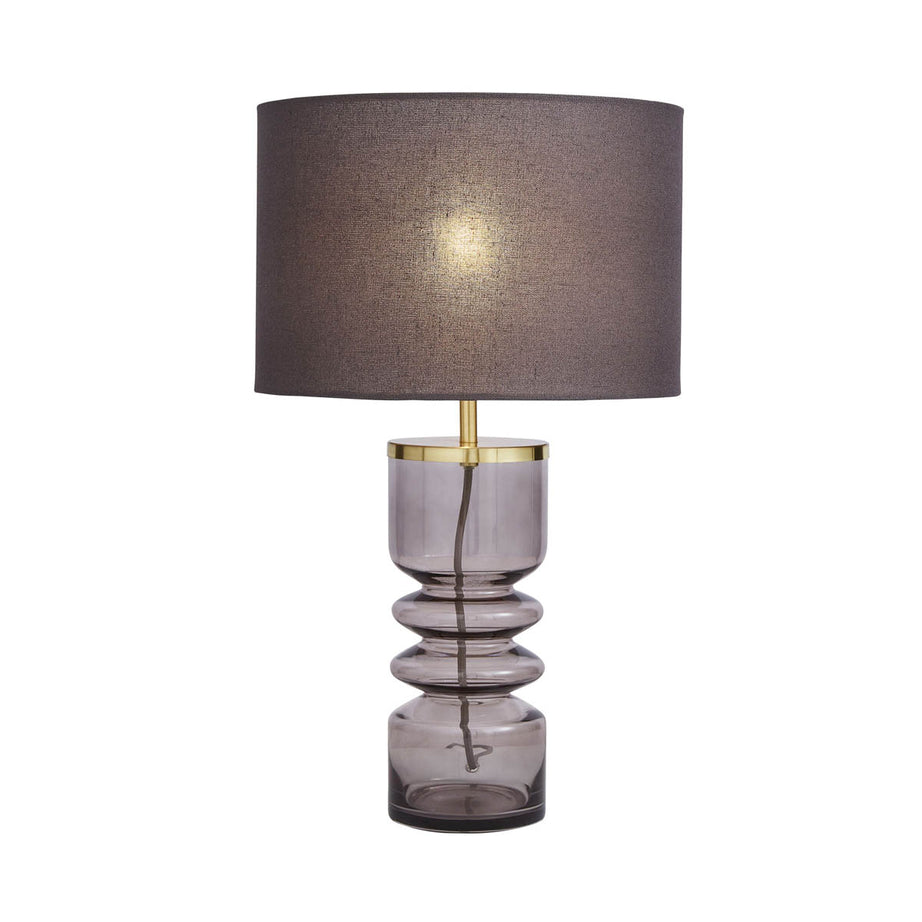 The Lighting Edit Table Lamp Ribbed Smoke Glass Metal Black Modern (Dia)300 mm - Image 1