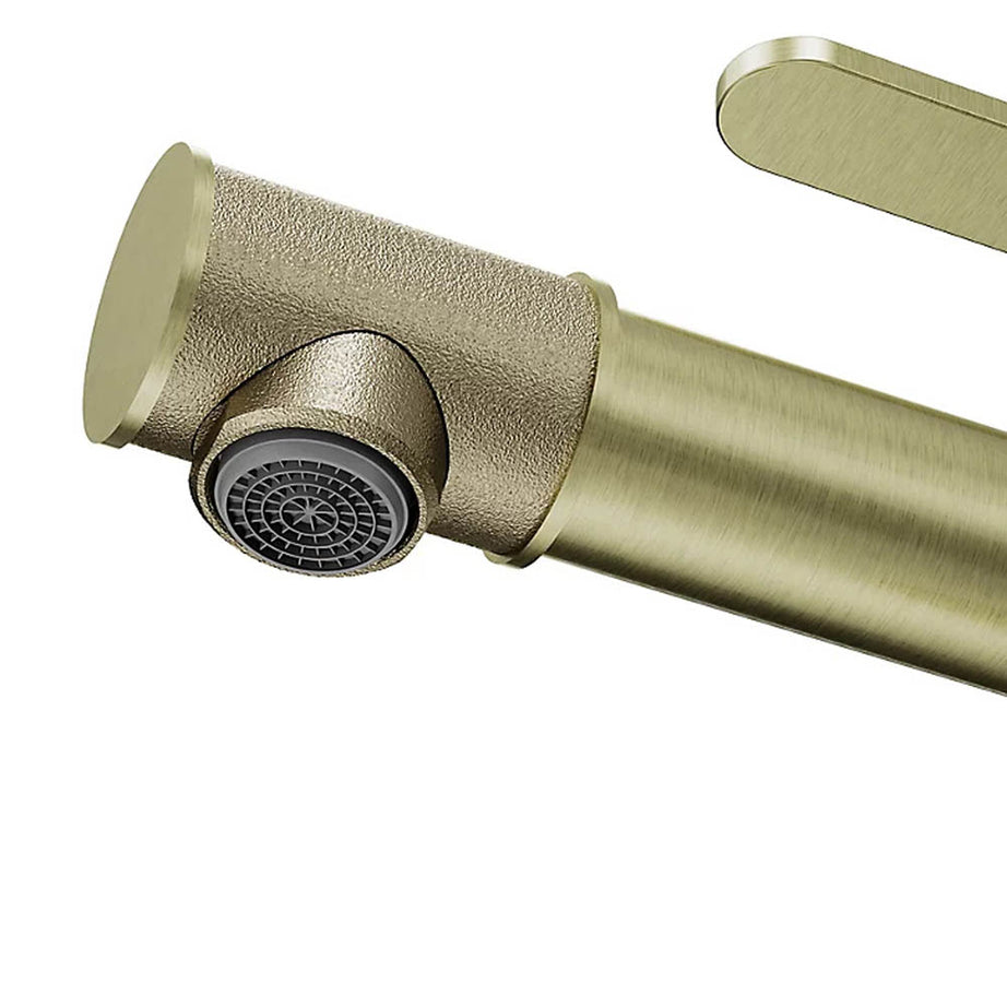 Bathroom Basin Tap Mono Mixer Tall Round Antique Brass  Single Lever Waste - Image 3