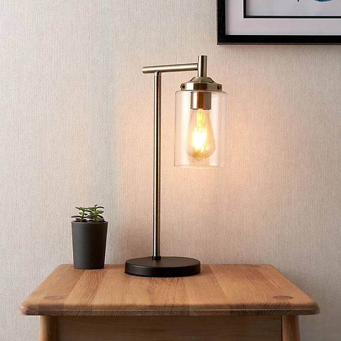 Table Lamp Matt Black Antique Brass Steel Living Room Lounge Light Home Decor - Image 2