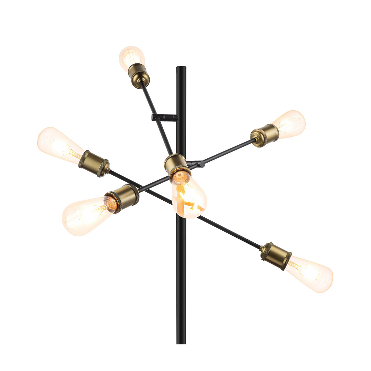 Floor Lamp 6 Lights Metal Matt Black Antique Brass Effect Modern Industrial - Image 4