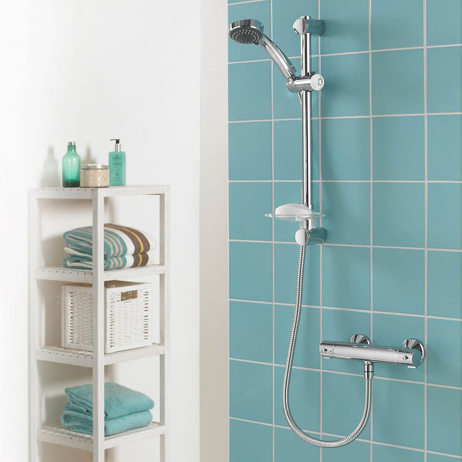 Triton Shower Mixer Exposed Thermostatic Dual Control Metal Chrome Effect Round - Image 2