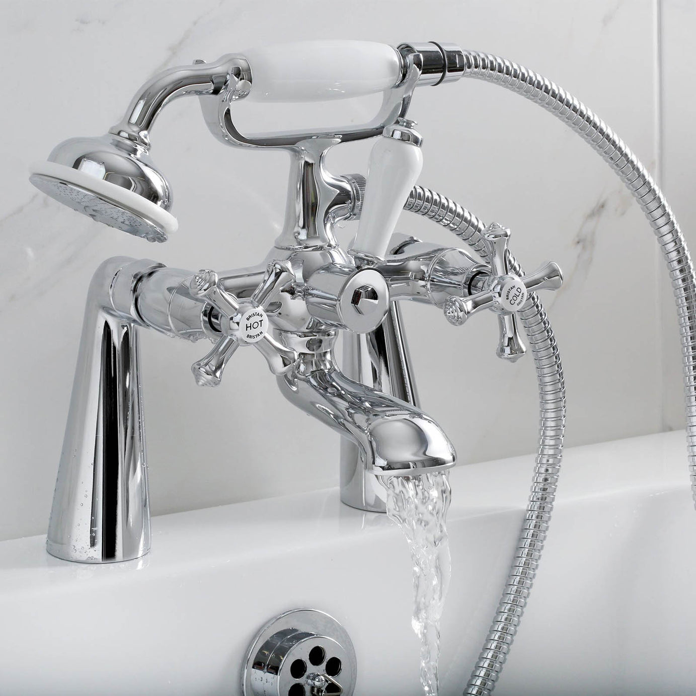 Bristan Bath Filler Mixer Shower Tap Chrome Dual Lever Cross Head Bathroom - Image 2