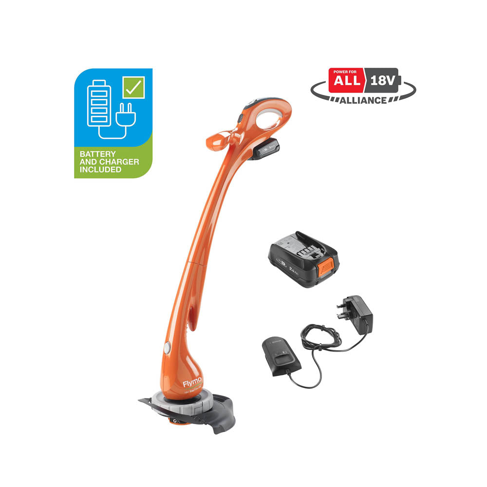 Flymo Grass Trimmer Cordless 18V 2Ah Li-ion 250mm EasiTrim250 Garden Lawn Cutter - Image 1