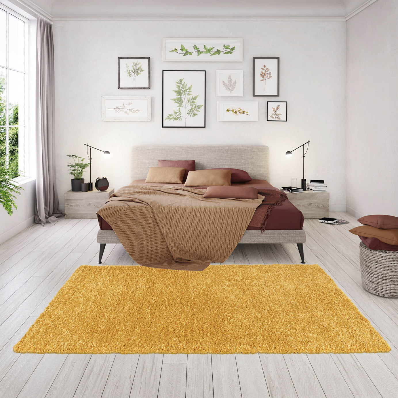Large Shaggy Rug Yellow Soft Bedroom Living Room 3.68m² (L)230cm x (W)160cm - Image 3
