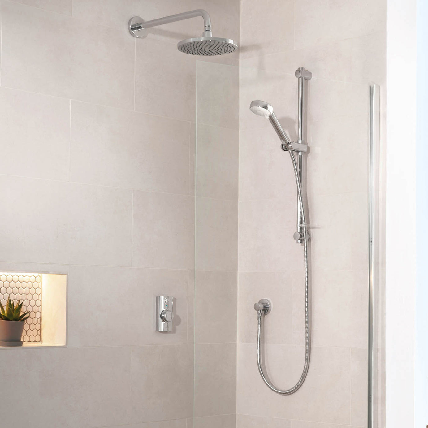 Aqualisa Smart Mixer Shower Thermostatic Concealed 4 Spray Pattern Dual Head - Image 2