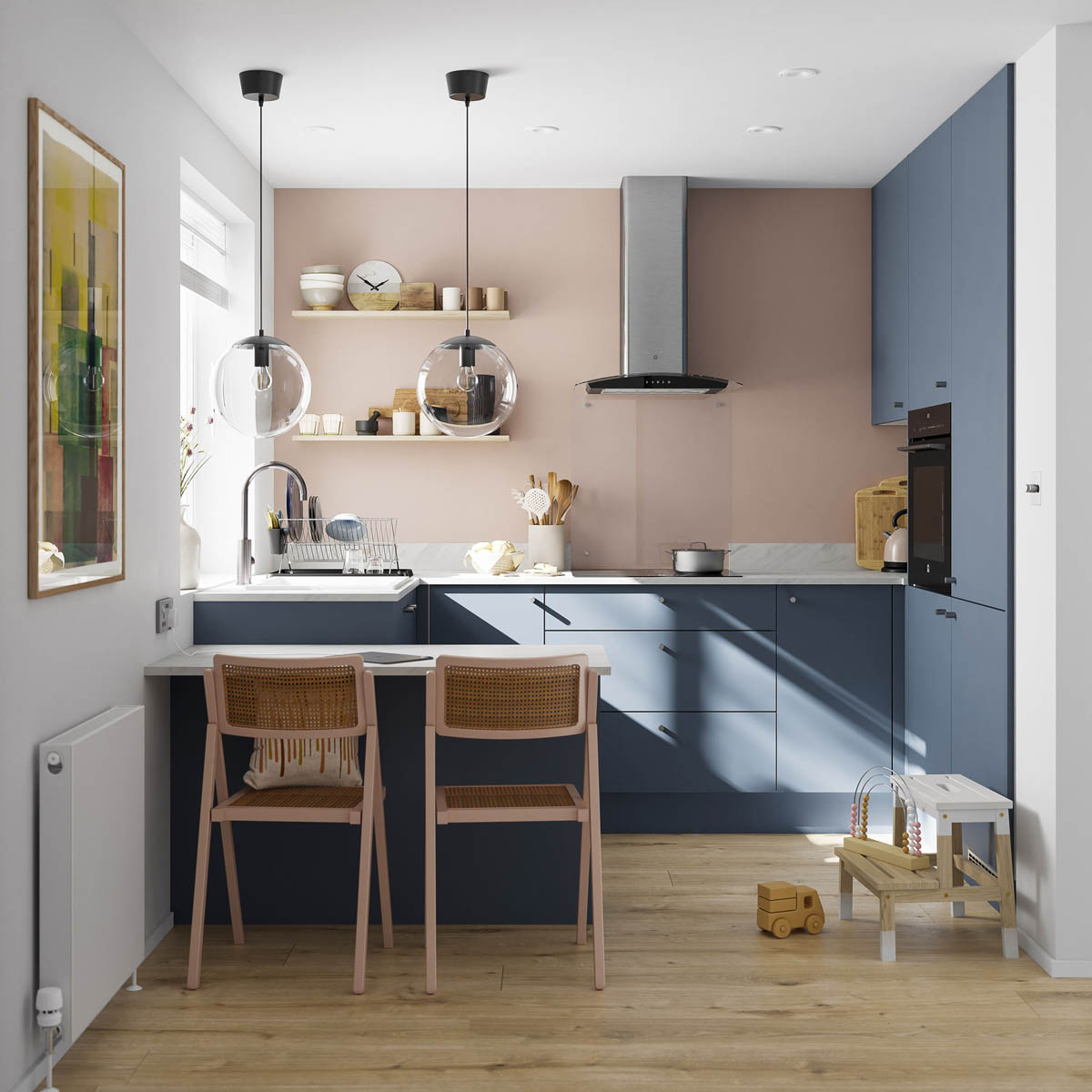 Kitchen Standard End Panel Slab Matt Blue MDF Alisma Pre-Drilled (H)870 (W)590mm - Image 3