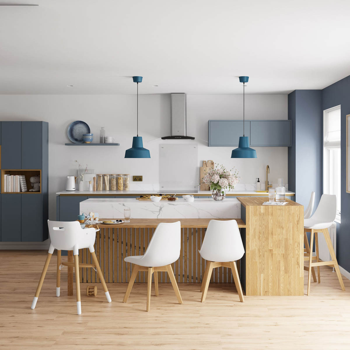 Kitchen Standard End Panel Slab Matt Blue MDF Alisma Pre-Drilled (H)870 (W)590mm - Image 4