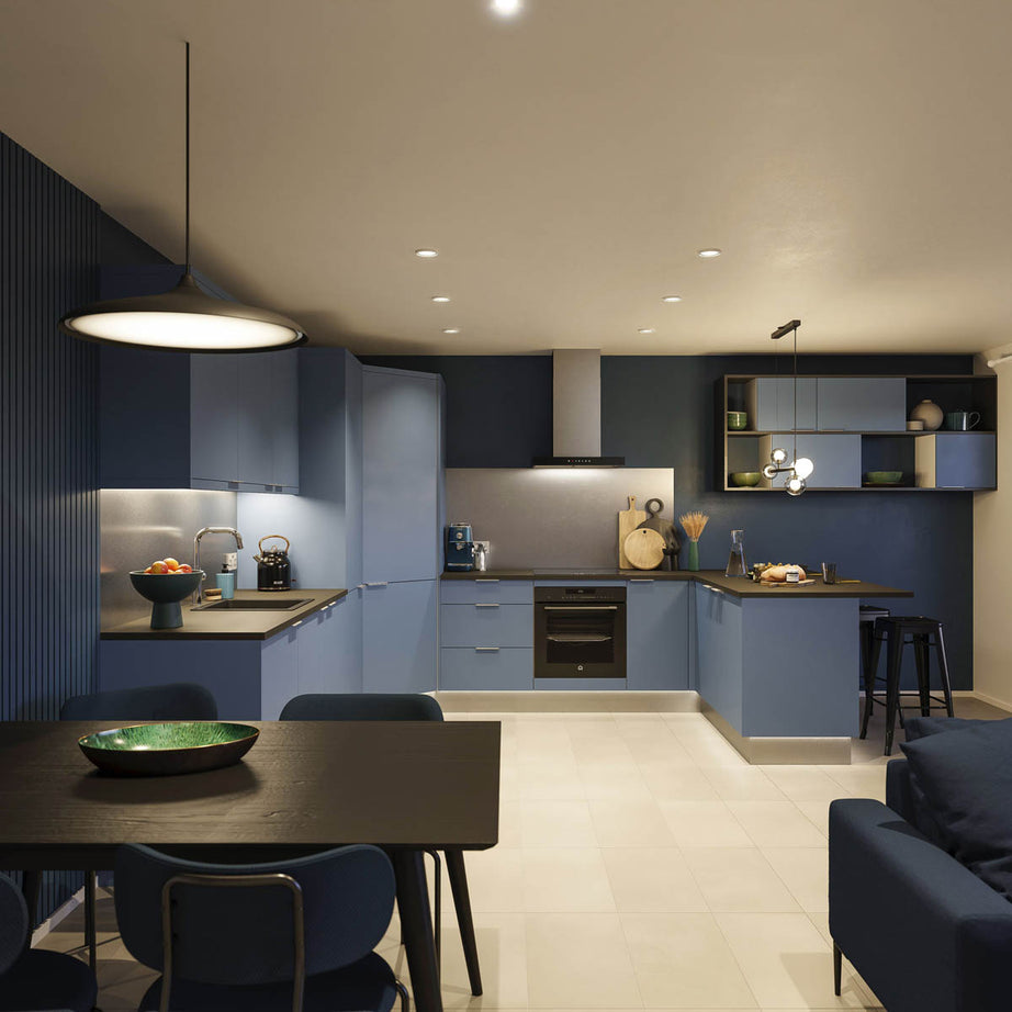 Kitchen Standard End Panel Slab Matt Blue MDF Alisma Pre-Drilled (H)870 (W)590mm - Image 5