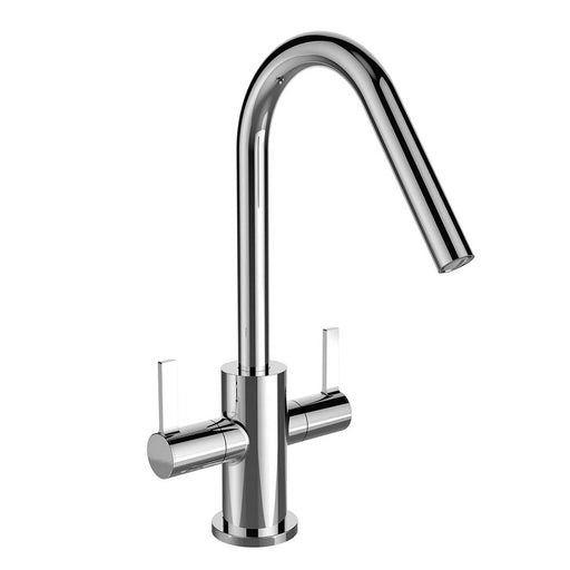 Kicthen Mixer Tap Chrome Effect Dual Lever Swivel Spout Monoblock Modern - Image 1