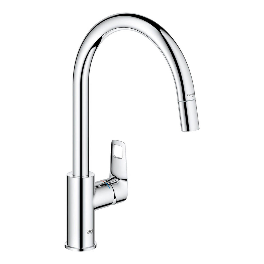 Grohe Kitchen Tap Mixer Chrome Single Lever Pull Out Spout Contemporary Faucet - Image 1